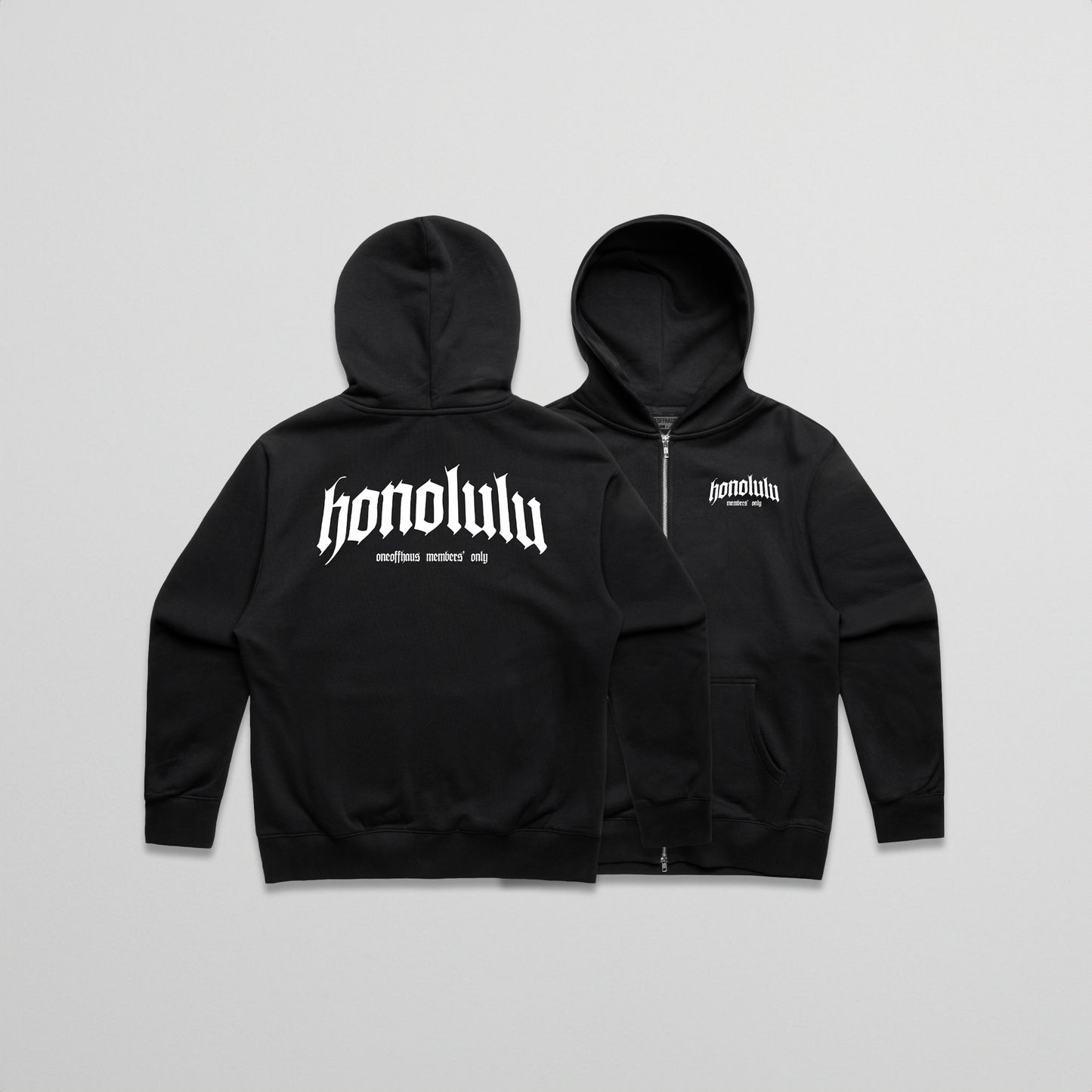 HNL.BLKLTTR // FULL-ZIP HOOD