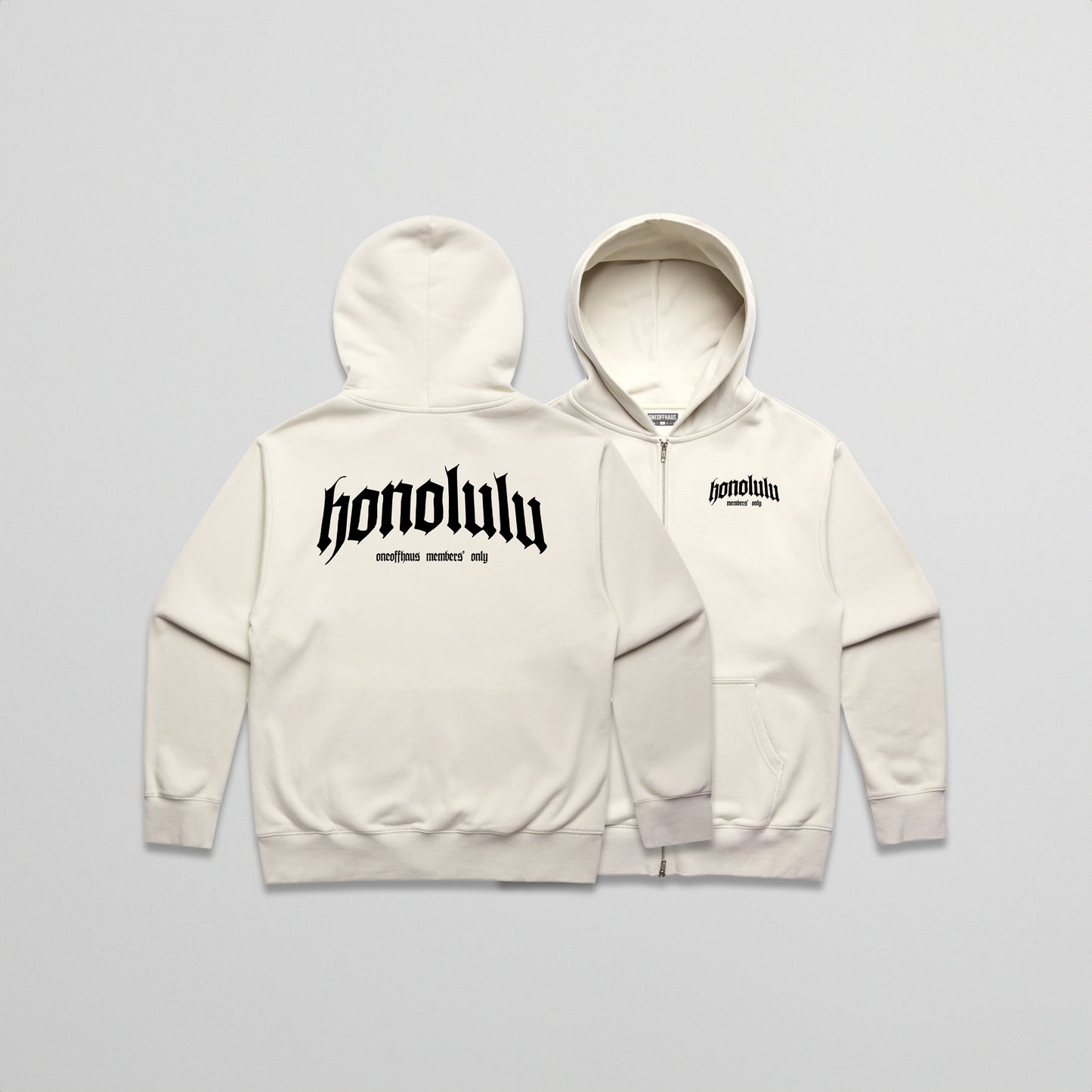 HNL.BLKLTTR // FULL-ZIP HOOD